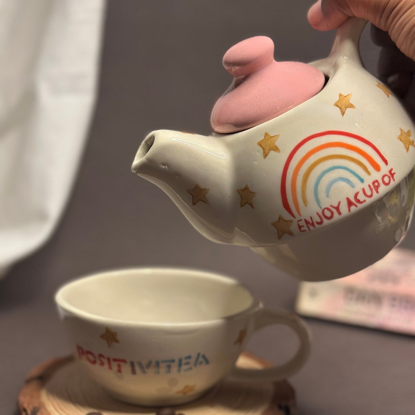 Rainbow PositiviTEA Ceramic Tea Pot